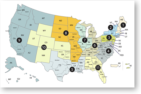 Geographic Boudaries of United States Courts of Appeals and United States District Courts